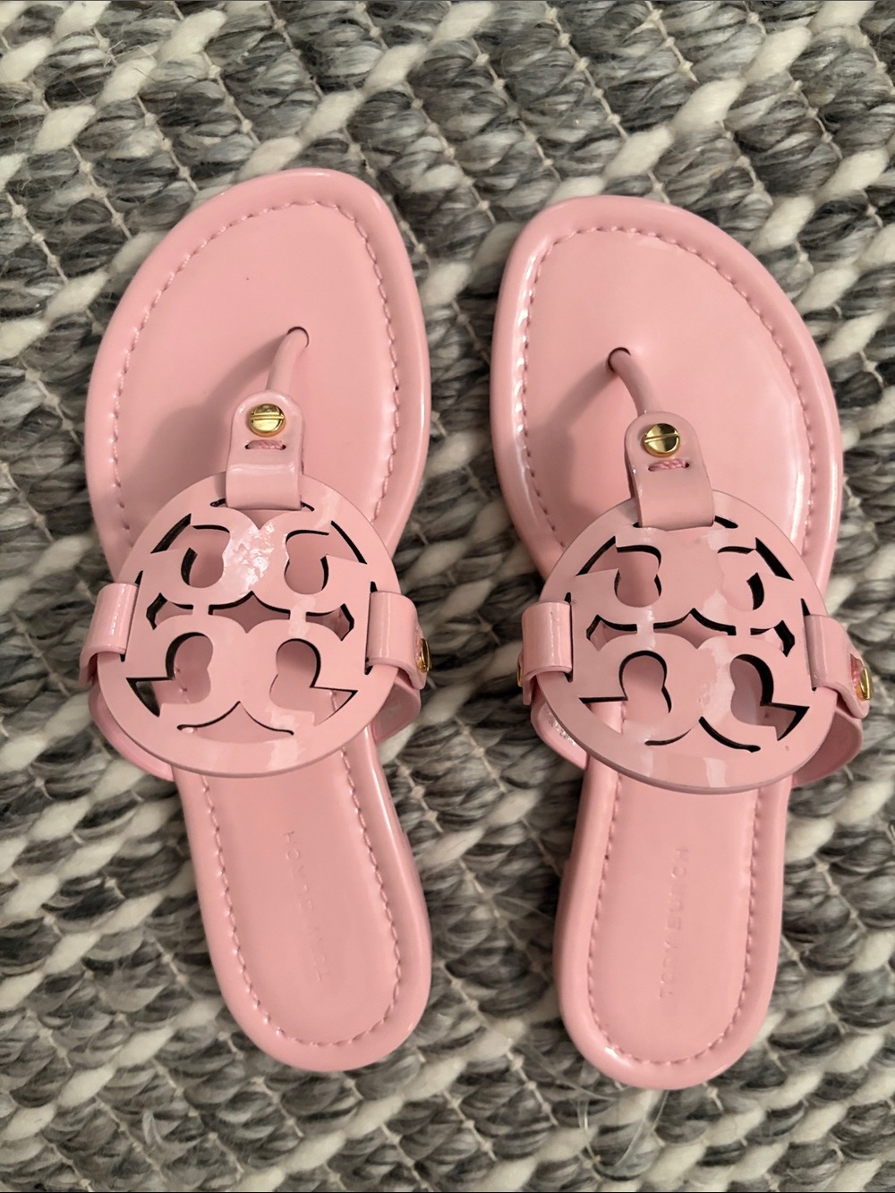 Tory Burch Miller Pink Patent Leather Sandals - Picture 1 of 7